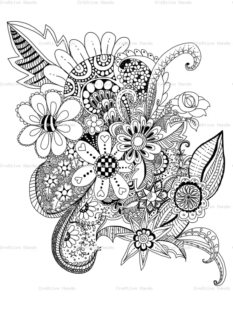 Flowers Zentangle — Preview